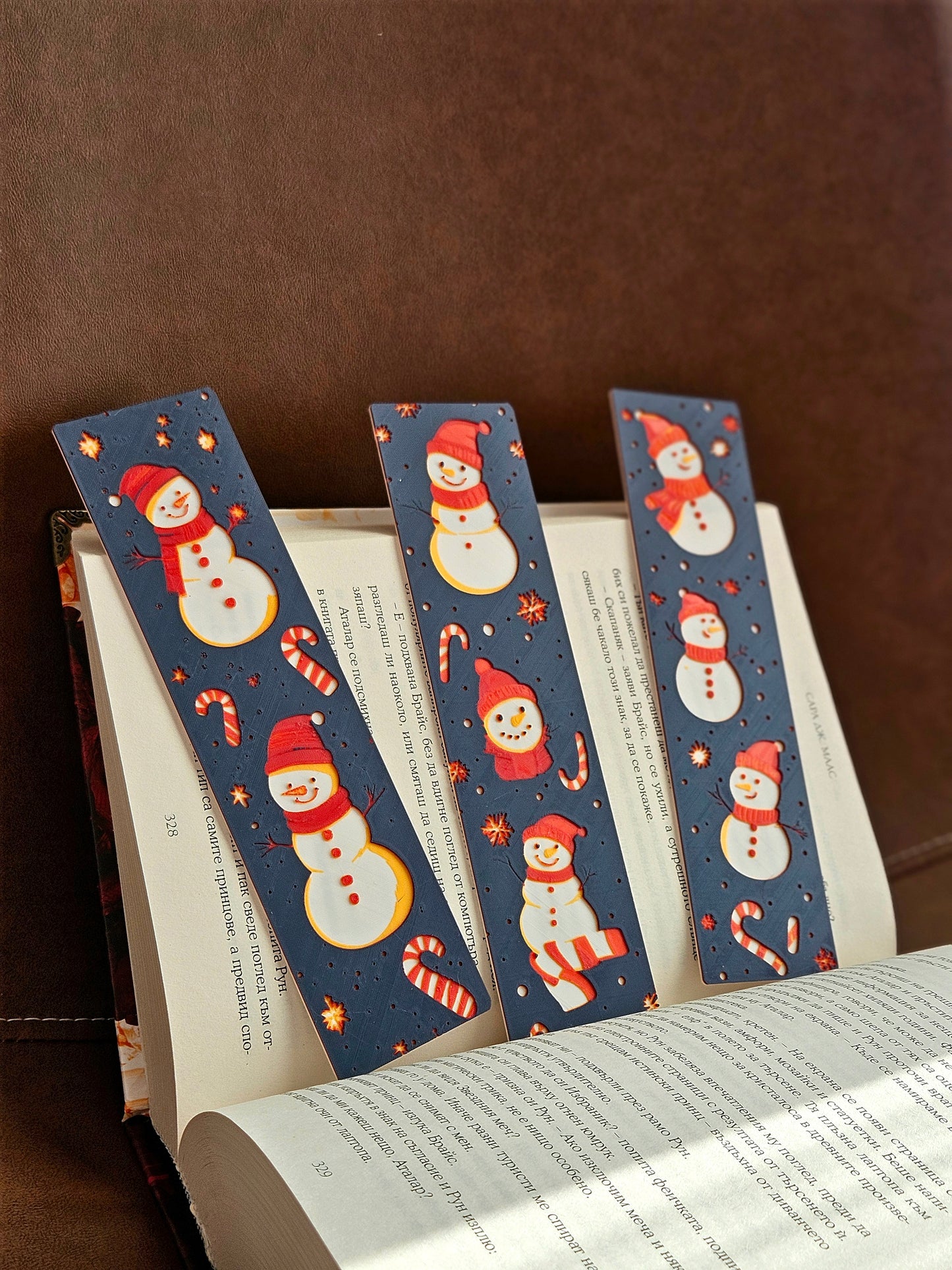 Semne de carte „Snowy Smiles” – set cu omuleți de zăpadă (3 bucăți)