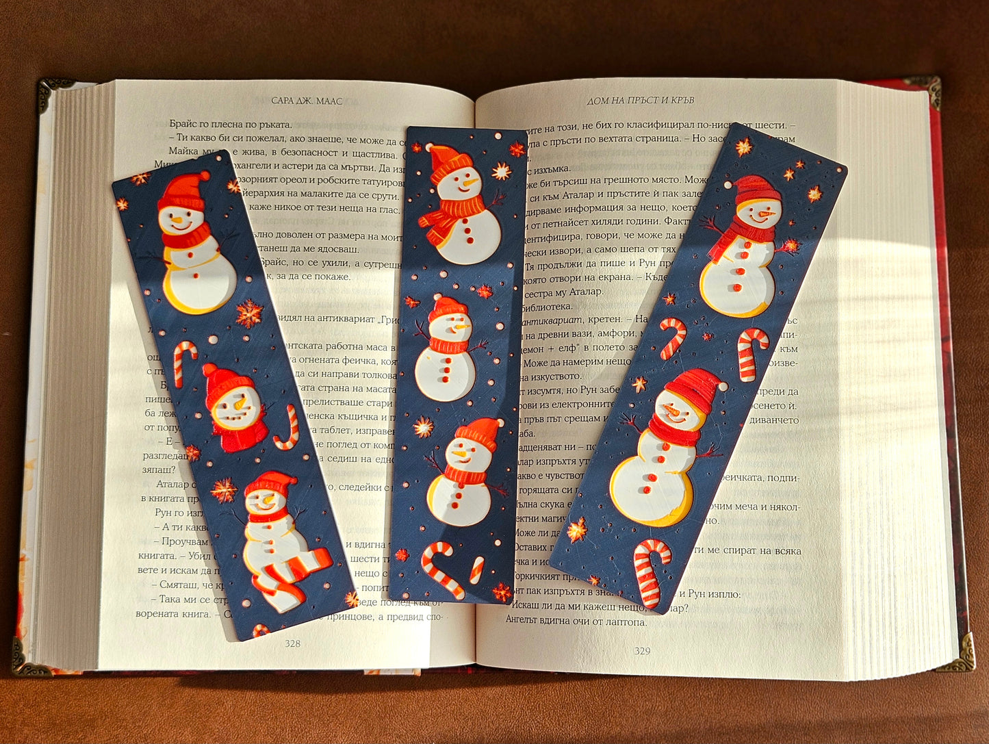 Semne de carte „Snowy Smiles” – set cu omuleți de zăpadă (3 bucăți)