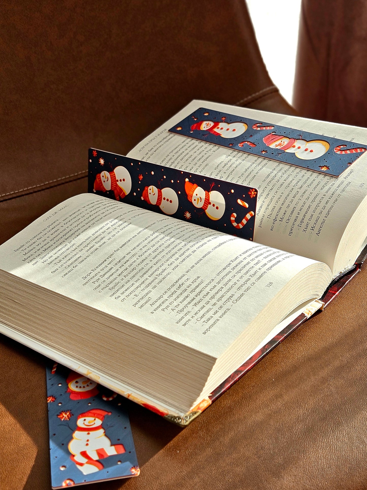 Semne de carte „Snowy Smiles” – set cu omuleți de zăpadă (3 bucăți)