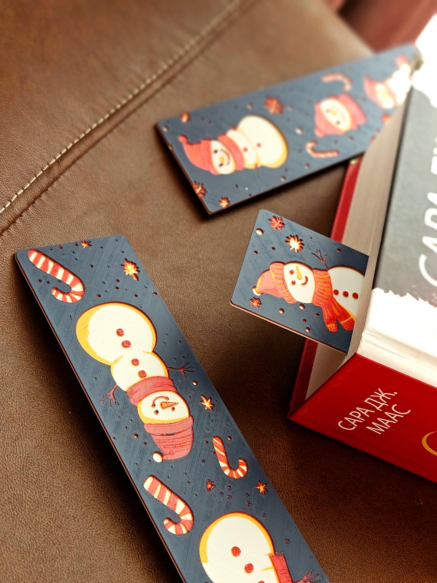 Semne de carte „Snowy Smiles” – set cu omuleți de zăpadă (3 bucăți)