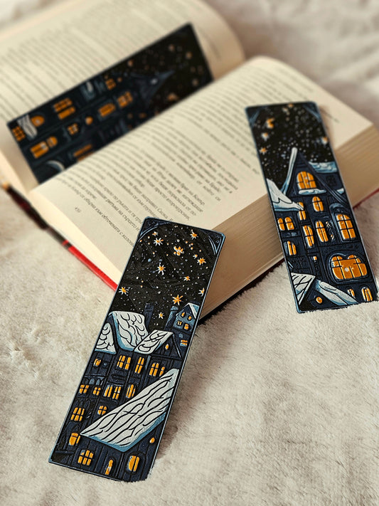 Semne de carte „Winter Glow” – sat de iarnă (3 bucăți)